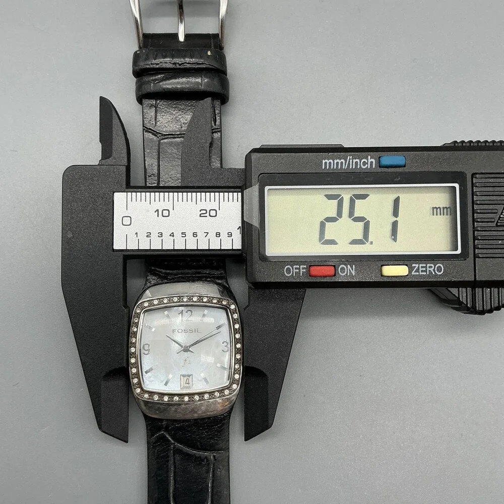 Fossil F2 ES-9719 Womens Watch 25mm MOP Dial Black Leather New Battery
